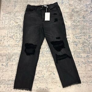 Black wash flying monkey distressed jeans